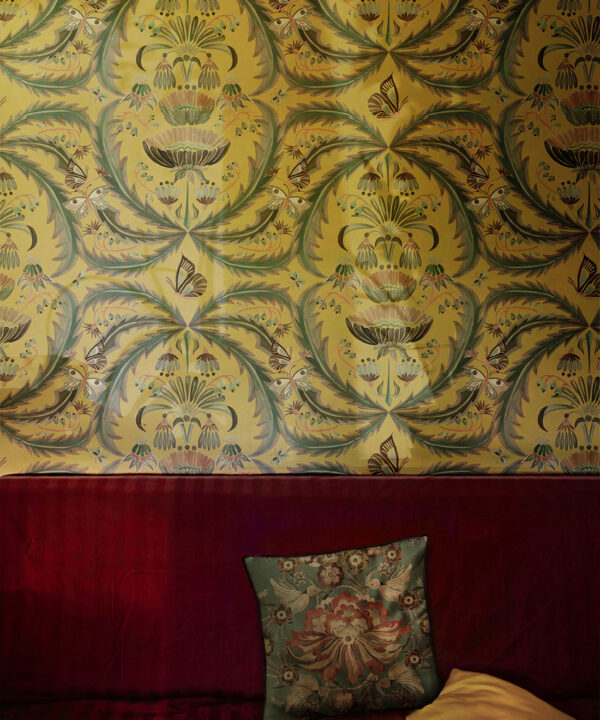 Magical Mariposa Wallpaper - Colorway: Gold - Insitu