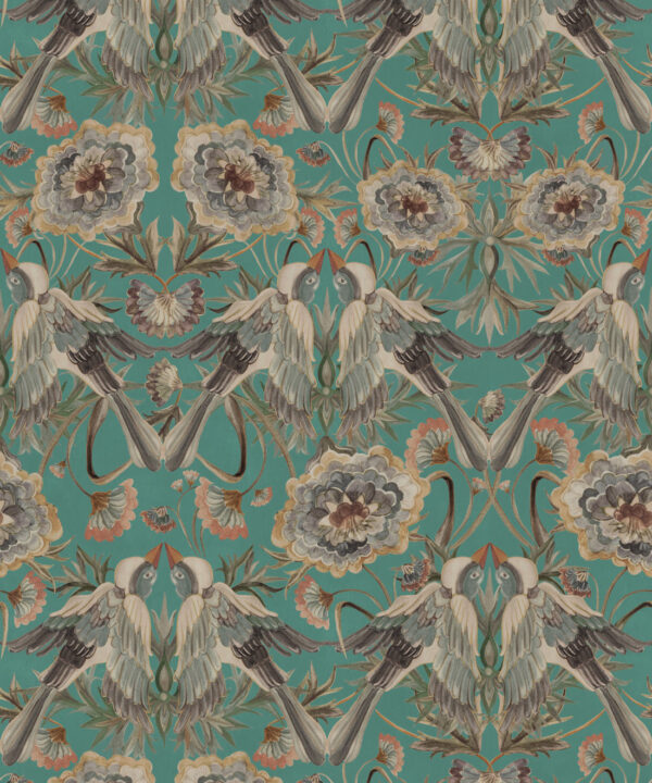 Paloma Wallpaper - Colorway: Teal - Swatch