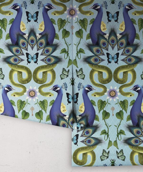 Garden of Elysium Wallpaper - Fleur Harris - Enchanted Gardens Collection - Colorway: Ethereal Blue - Roll