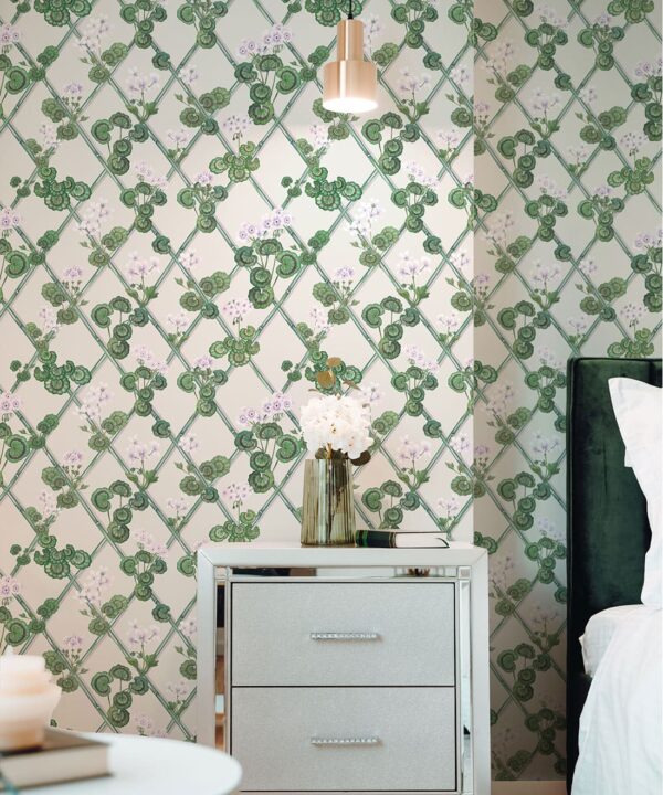 Primrose Garden Wallpaper - Maine House Interiors - Colorway: Lilac - Insitu