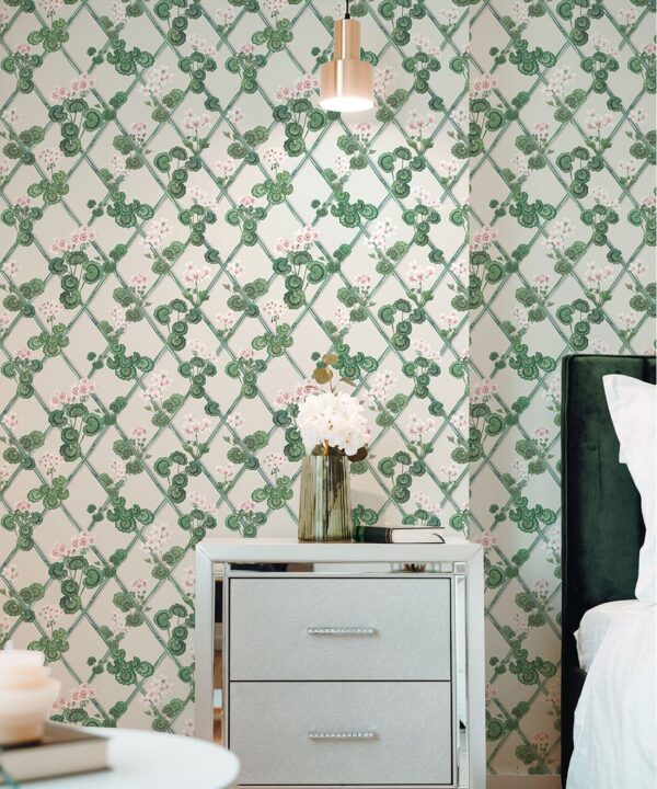 Primrose Garden Wallpaper - Maine House Interiors - Colorway: Pink - Insitu