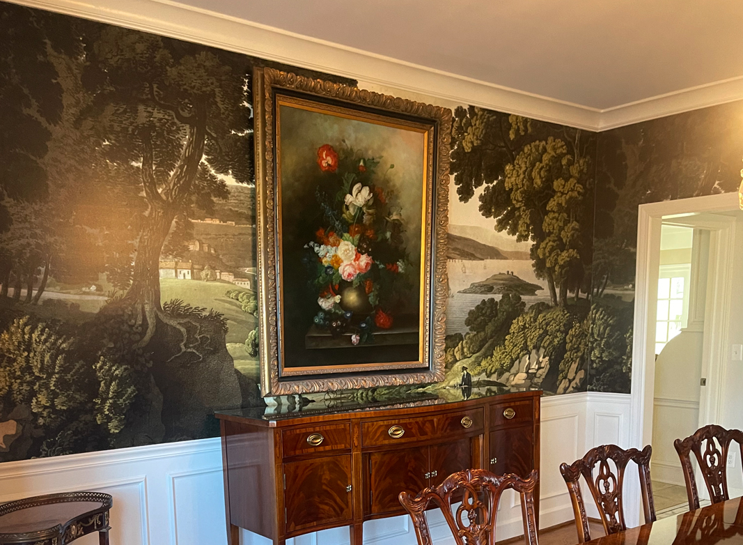 English Landscape Mural • Living Room Interior