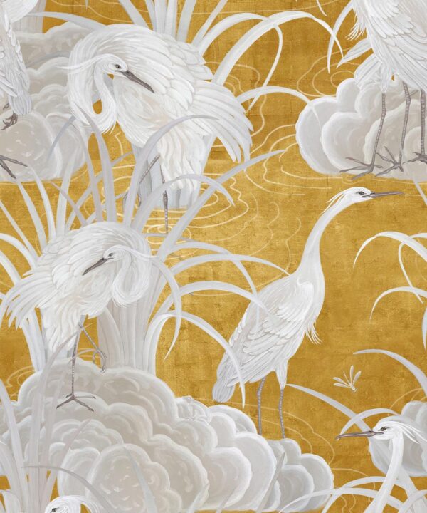 Water Birds Wallpaper - Bethany Linz - My Sydney Collection - Colourway: Gold - Swatch