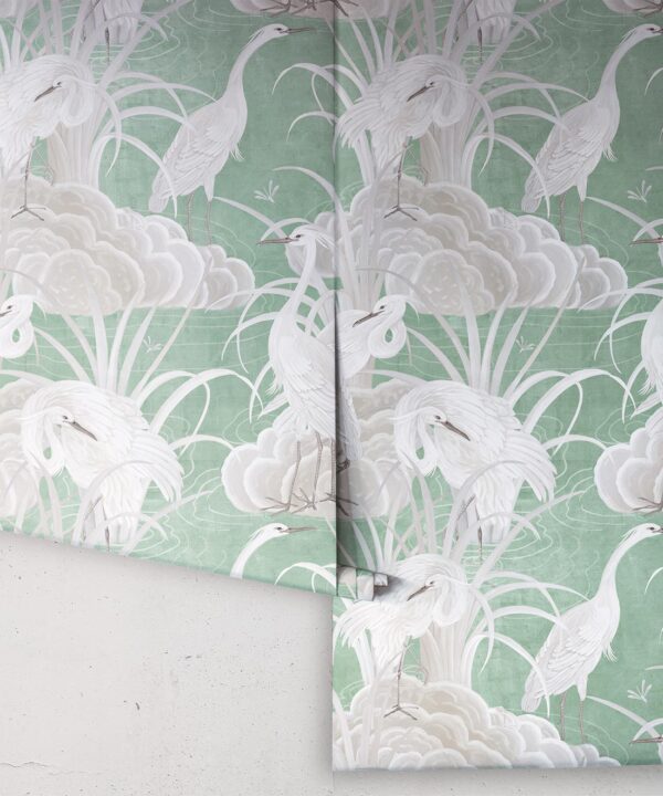 Water Birds Wallpaper - Bethany Linz - My Sydney Collection - Colourway: Mint - Rolls