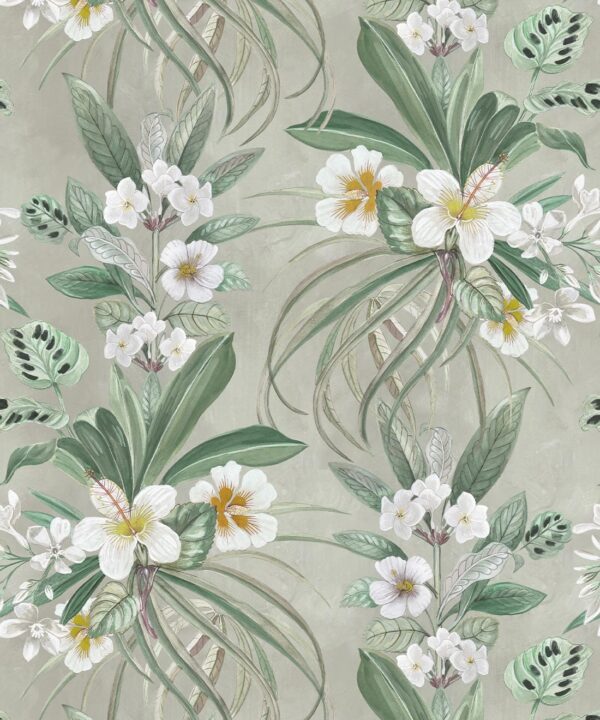 Hibiscus at Double Bay Wallpaper - Bethany Linz - My Sydney Collection - Colourway: Beige - Swatch