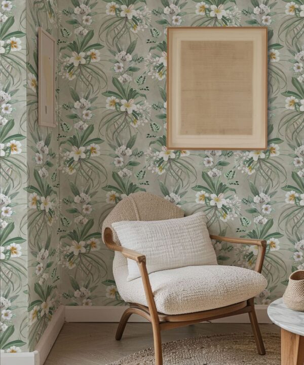 Hibiscus at Double Bay Wallpaper - Bethany Linz - My Sydney Collection - Colourway: Beige - Inistu