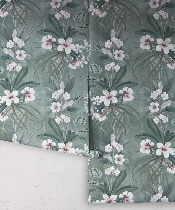 Hibiscus at Double Bay Wallpaper - Bethany Linz - My Sydney Collection - Colourway: Khaki - Rolls