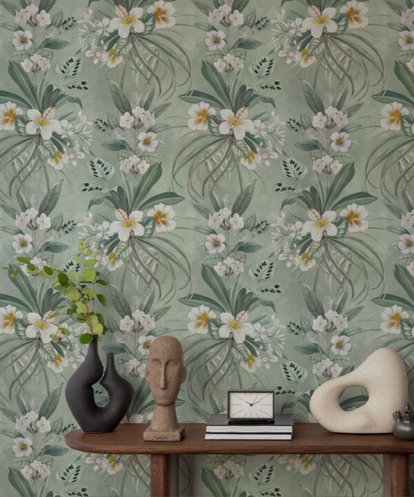 Hibiscus at Double Bay Wallpaper - Bethany Linz - My Sydney Collection - Colourway: Tangerine - Insitu