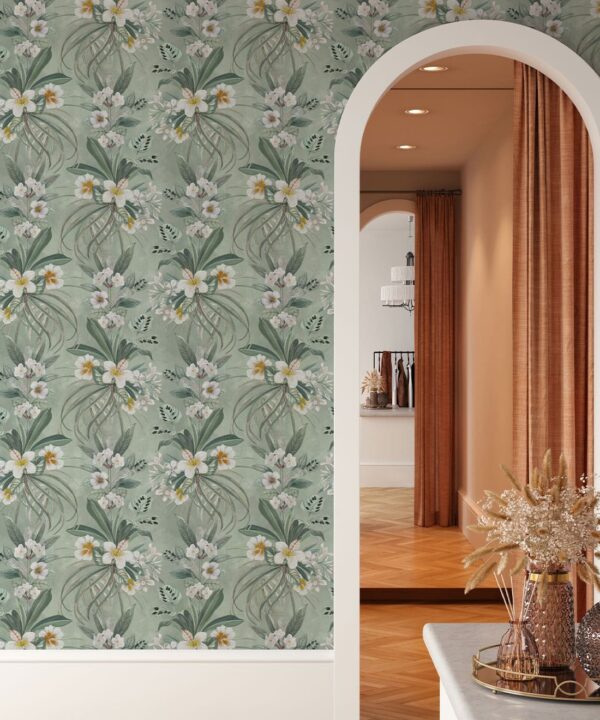 Hibiscus at Double Bay Wallpaper - Bethany Linz - My Sydney Collection - Colourway: Tangerine - Inistu