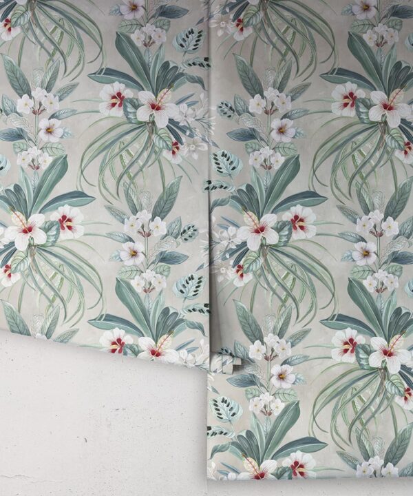 Hibiscus at Double Bay Wallpaper - Bethany Linz - My Sydney Collection - Colourway: Whitewash - Rolls