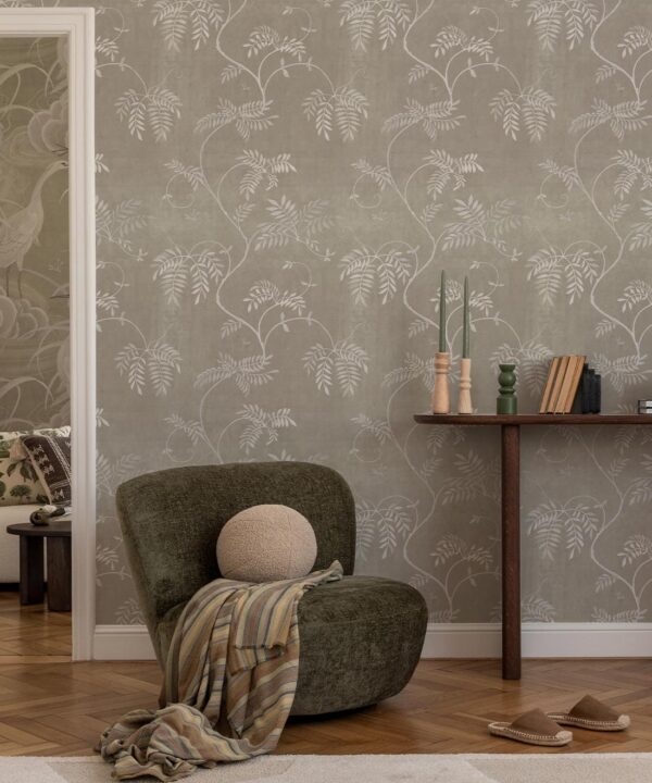 Wisteria Vine Wallpaper - Bethany Linz - My Sydney Collection - Colourway: Beige - Insitu