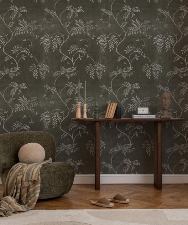 Wisteria Vine Wallpaper - Bethany Linz - My Sydney Collection - Colourway: Charcoal - Insitu