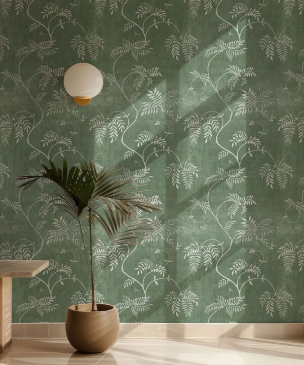 Wisteria Vine Wallpaper - Bethany Linz - My Sydney Collection - Colourway: Green - Insitu