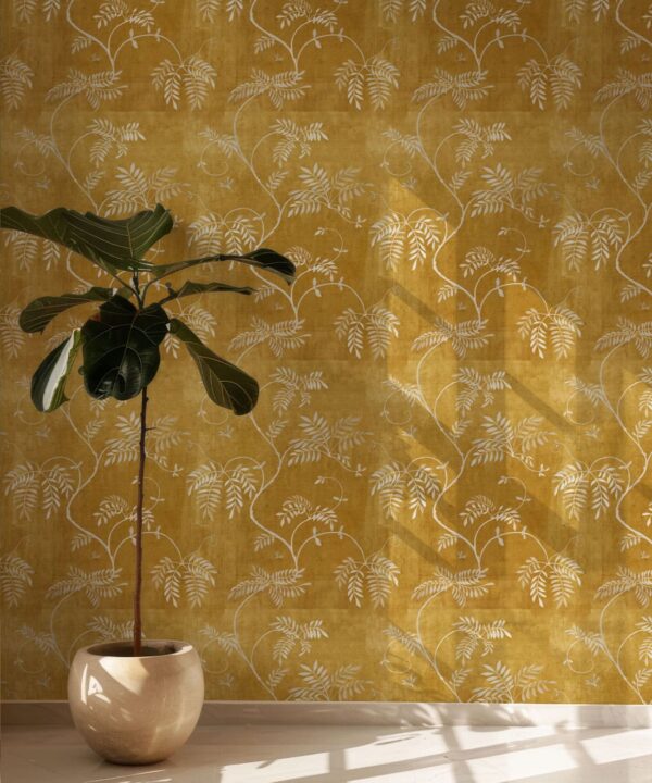 Wisteria Vine Wallpaper - Bethany Linz - My Sydney Collection - Colourway: Gold - Insitu