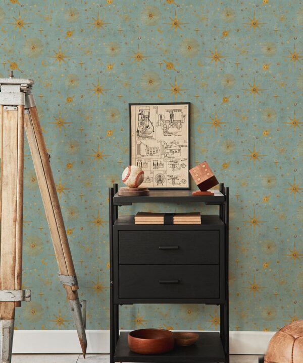 The Milky Way Wallpaper - Bethany Linz - My Sydney Collection - Colourway: Duck Egg - Insitu