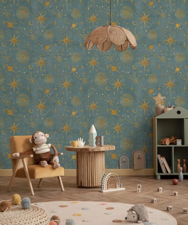 The Milky Way Wallpaper - Bethany Linz - My Sydney Collection - Colourway: French Blue - Insitu