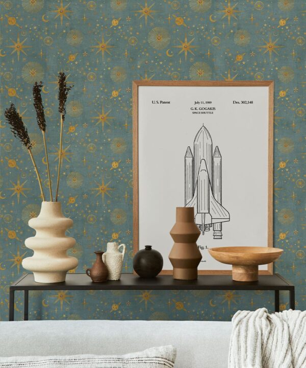 The Milky Way Wallpaper - Bethany Linz - My Sydney Collection - Colourway: French Blue - Insitu