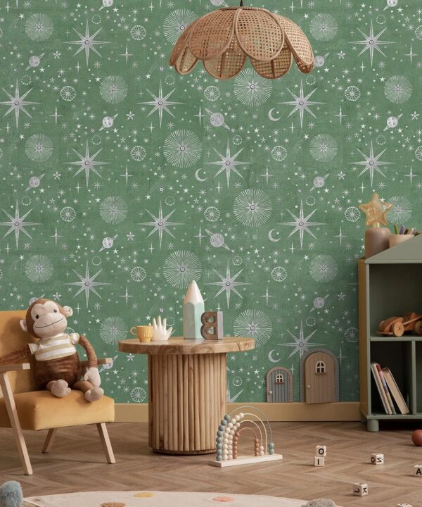 The Milky Way Wallpaper - Bethany Linz - My Sydney Collection - Colourway: Green - Insitu