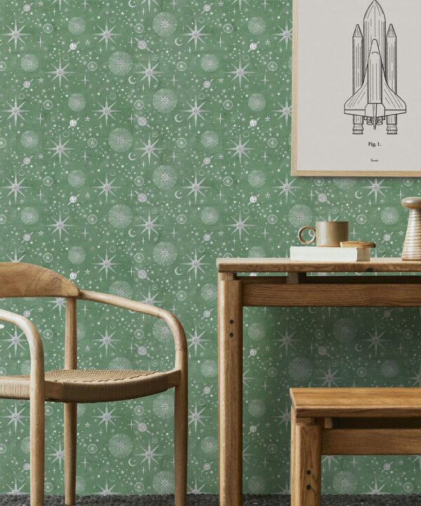 The Milky Way Wallpaper - Bethany Linz - My Sydney Collection - Colourway: Green - Insitu