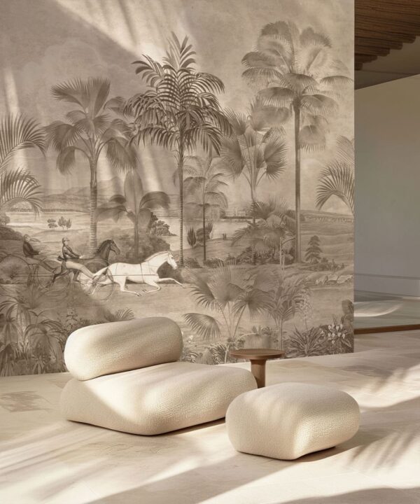 The Race At Hyde Park Mural - Bethany Linz - My Sydney Collection - Colourway: Beige - Insitu