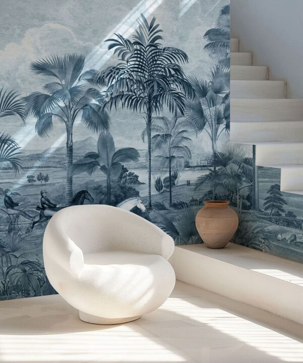 The Race At Hyde Park Mural - Bethany Linz - My Sydney Collection - Colourway: Indigo - Insitu