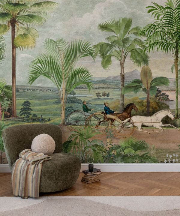 The Race At Hyde Park Mural - Bethany Linz - My Sydney Collection - Colourway: Original - Insitu