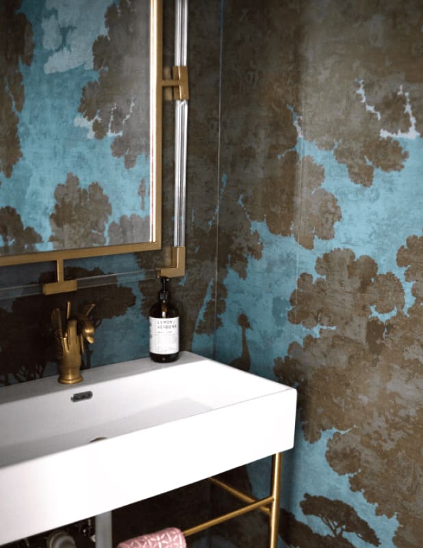 Tuscan Mural Bathroom Photo by Abbey Susanne, modern and sleek