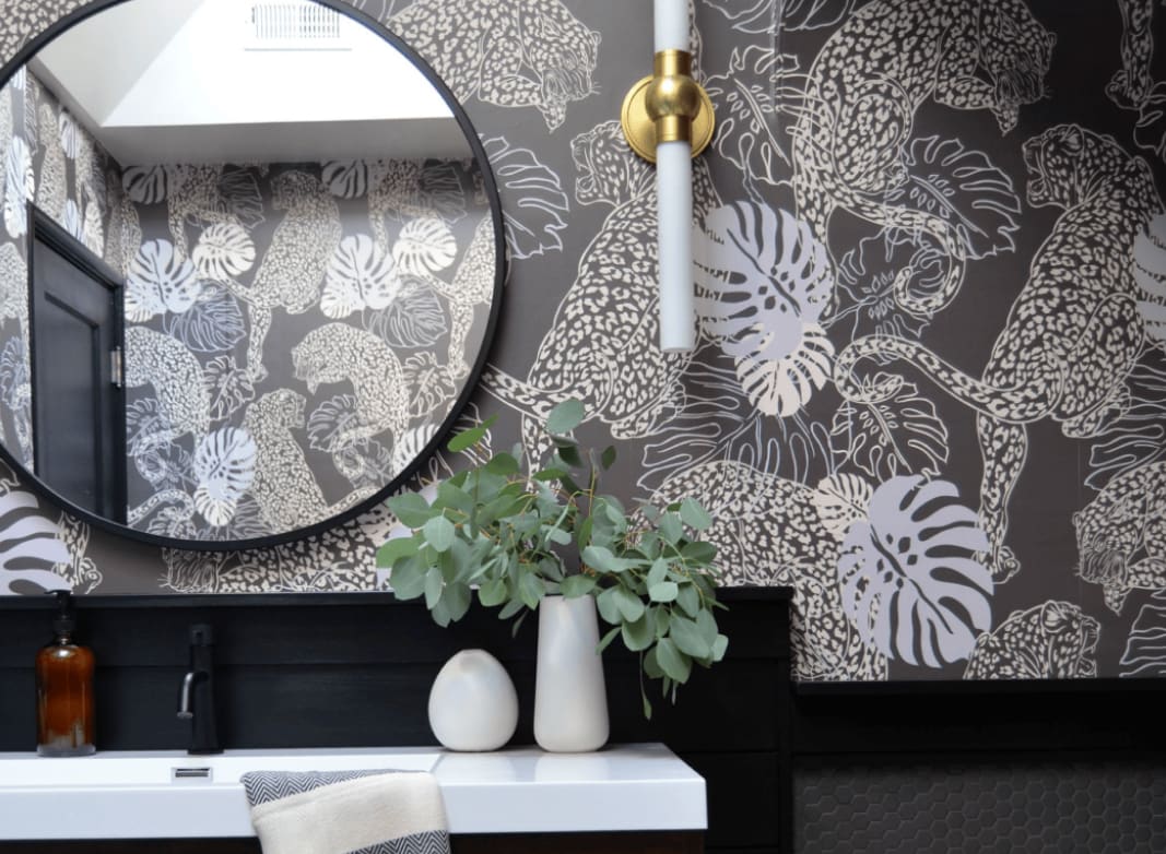 Leopard Wallpaper Photo by Shavonda Gardner, bathroom, dark, and moody,