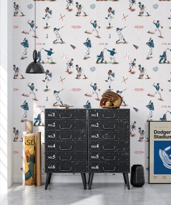 Baseball Wallpaper • Blue Crew • Bedroom