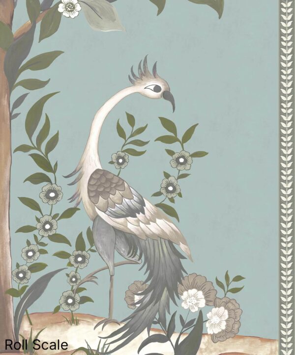 Pavilion Mural - Palace Grove Collection - M&K Studio - Scale - Colorway: Duck Egg