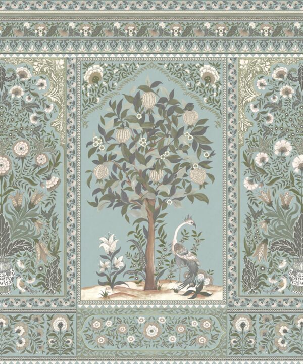 Pavilion Mural - Palace Grove Collection - M&K Studio - Swatch - Colorway: Duck Egg