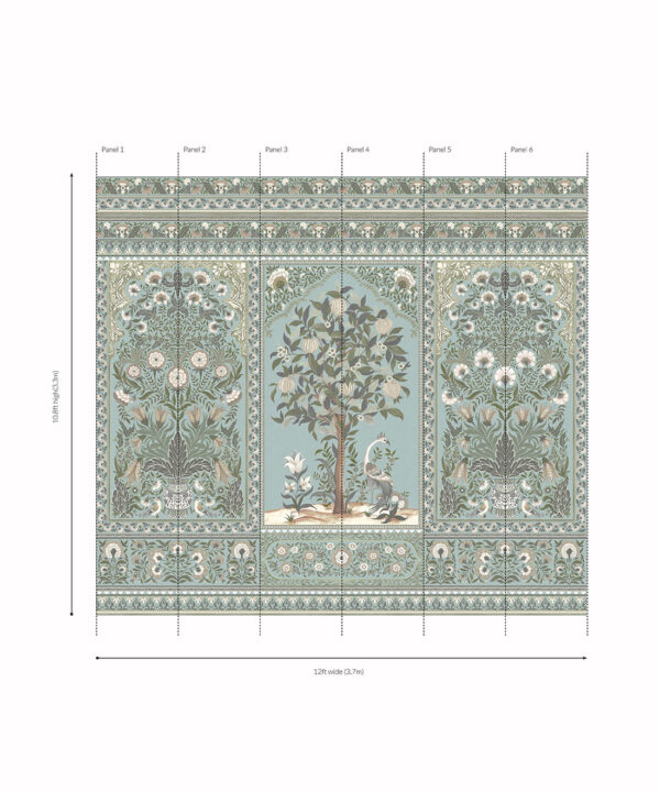 Pavilion Mural - Palace Grove Collection - M&K Studio - Roll - Colorway: Duck Egg