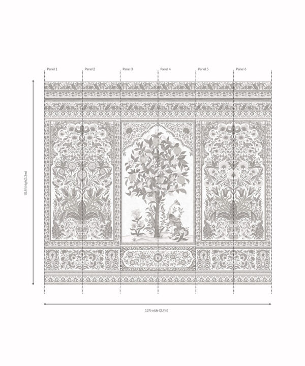 Pavilion Mural - Palace Grove Collection - M&K Studio - Roll - Colorway: Ivory