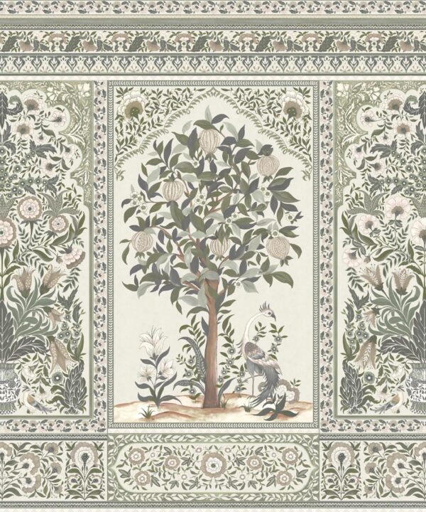 Pavilion Mural - Palace Grove Collection - M&K Studio - Swatch - Colorway: Linen