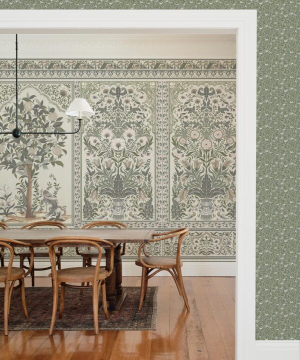 Pavilion Mural - Palace Grove Collection - M&K Studio - Insitu - Colorway: Linen