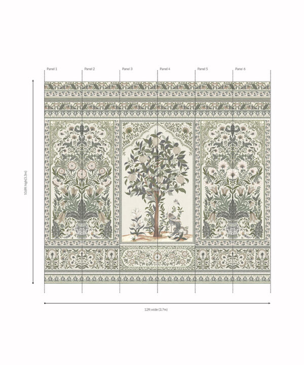 Pavilion Mural - Palace Grove Collection - M&K Studio - Roll - Colorway: Linen