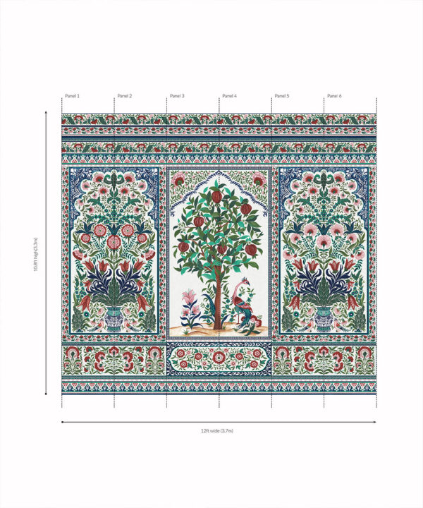 Pavilion Mural - Palace Grove Collection - M&K Studio - Roll - Colorway: Ruby