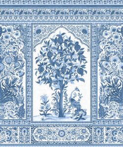 Pavilion Mural - Palace Grove Collection - M&K Studio - Swatch - Colorway: Sapphire