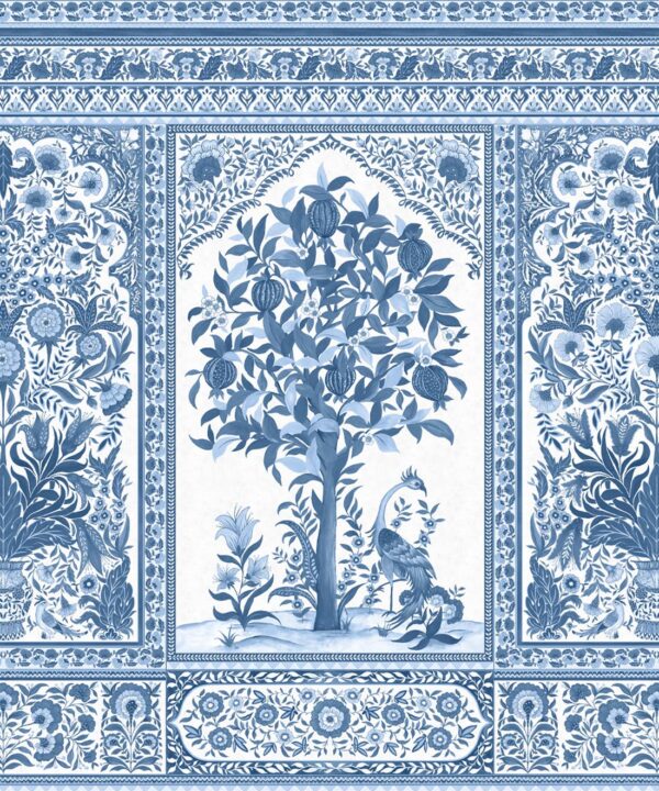 Pavilion Mural - Palace Grove Collection - M&K Studio - Swatch - Colorway: Sapphire