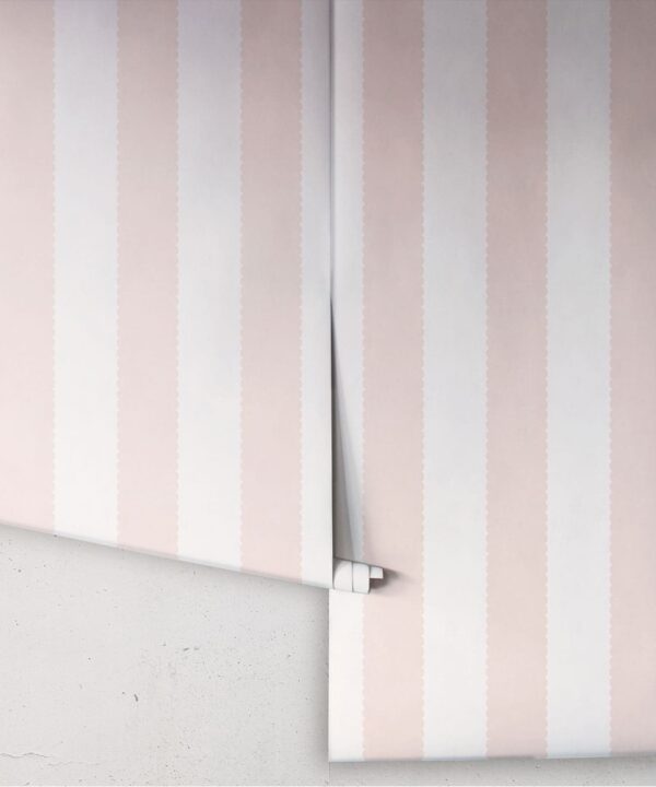 Scallop Stripe Wallpaper - Palace Grove Collection - M&K Studio - Roll - Colorway: Antique Rose