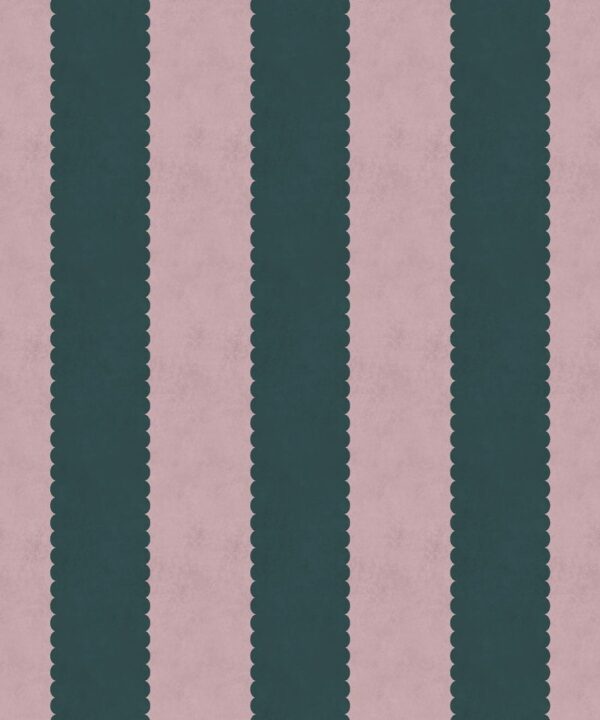 Scallop Stripe Wallpaper - Palace Grove Collection - M&K Studio - Swatch - Colorway: Ruby