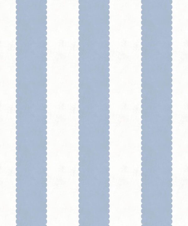 Scallop Stripe Wallpaper - Palace Grove Collection - M&K Studio - Swatch - Colorway: Sapphire