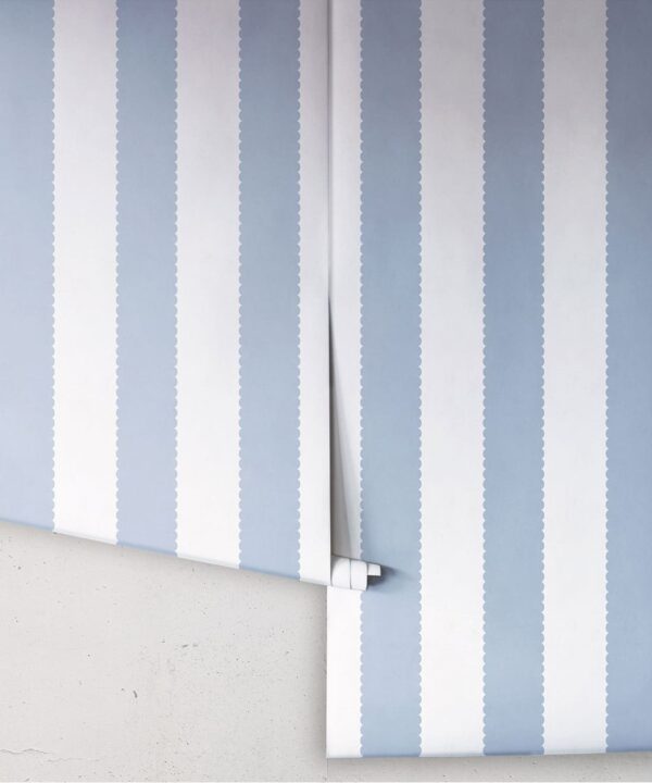 Scallop Stripe Wallpaper - Palace Grove Collection - M&K Studio - Roll - Colorway: Sapphire