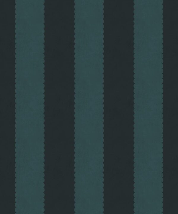 Scallop Stripe Wallpaper - Palace Grove Collection - M&K Studio - Swatch - Colorway: Topaz