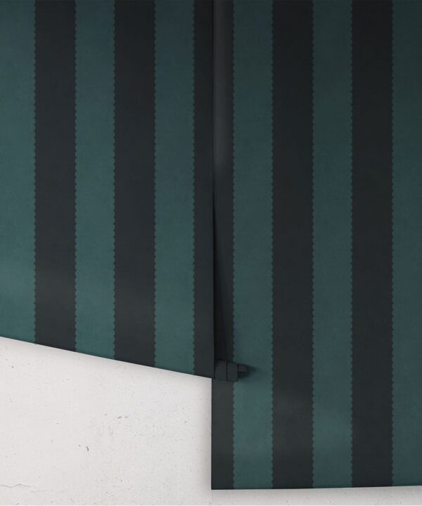 Scallop Stripe Wallpaper - Palace Grove Collection - M&K Studio - Roll - Colorway: Topaz