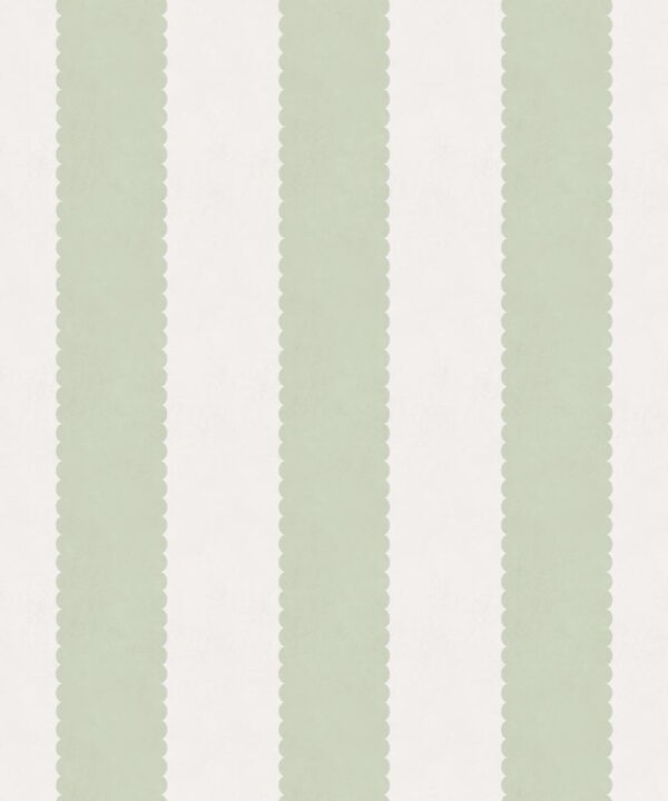 Scallop Stripe Wallpaper - Palace Grove Collection - M&K Studio - Swatch - Colorway: Willow