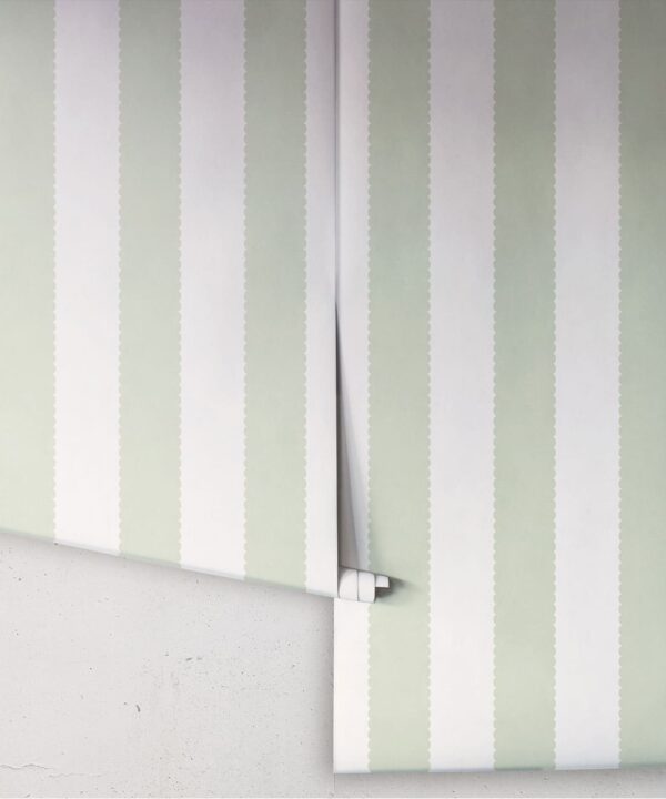 Scallop Stripe Wallpaper - Palace Grove Collection - M&K Studio - Swatch - Colorway: Willow