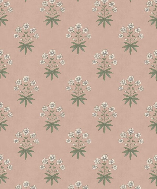 Geranium Wallpaper - Palace Grove Collection - M&K Studio - Swatch - Colorway: Antique Rose