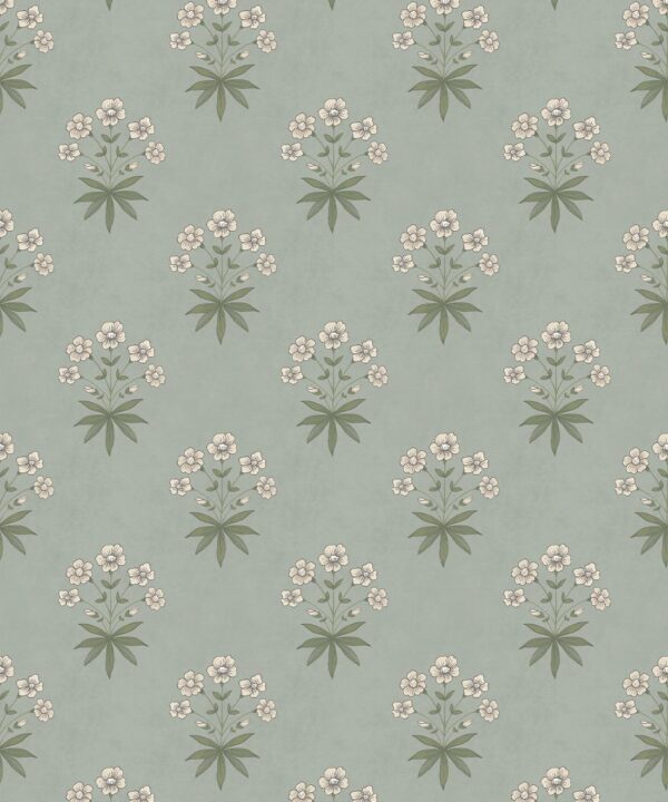 Geranium Wallpaper - Palace Grove Collection - M&K Studio - Swatch - Colorway: Duck Egg