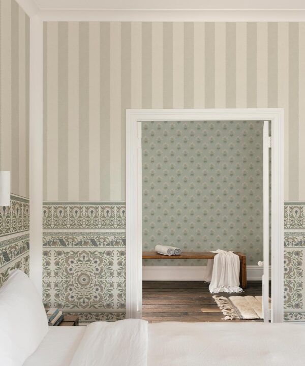 Geranium Wallpaper - Palace Grove Collection - M&K Studio - Insitu - Colorway: Duck Egg